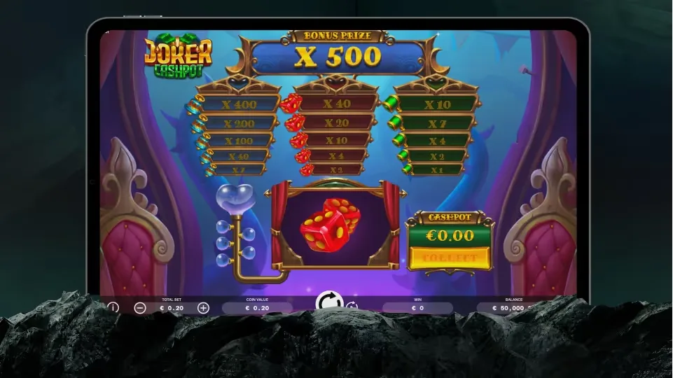 Slot da casinò con importi in euro visualizzata su un tablet